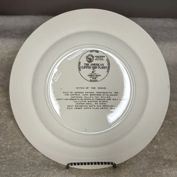 Wedgwood The American Clipper Ship Plate "Witch of the Wave" - Picture 4 of 5